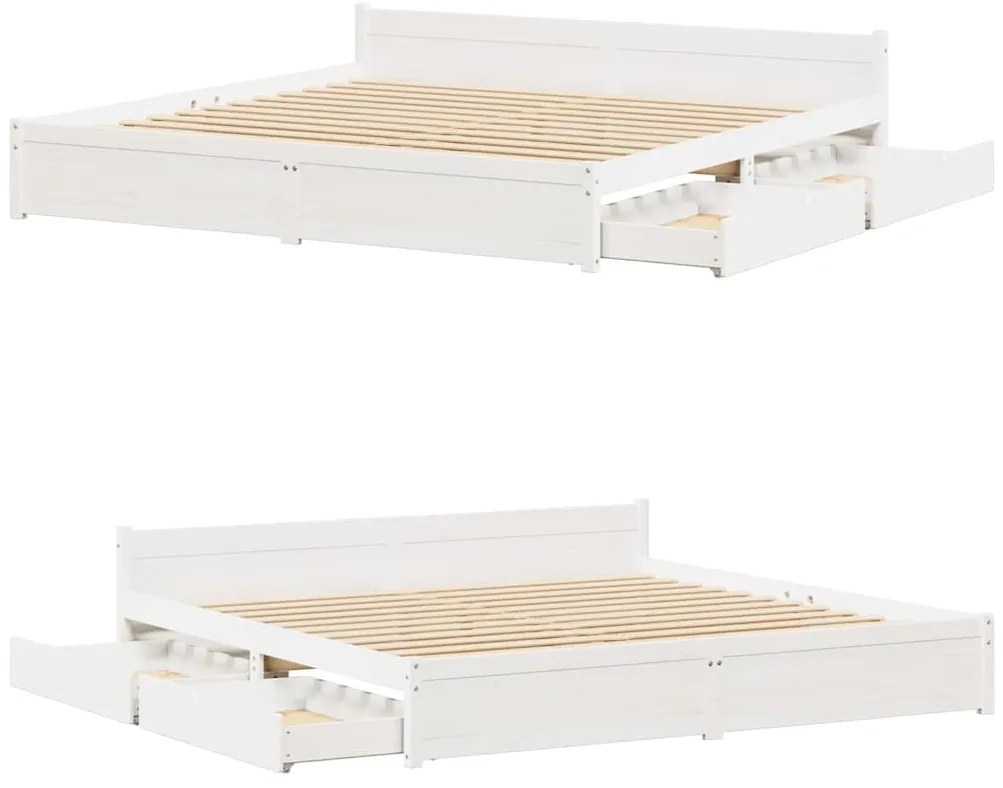 Cama sem colchão 160x200 cm madeira de pinho maciça branco
