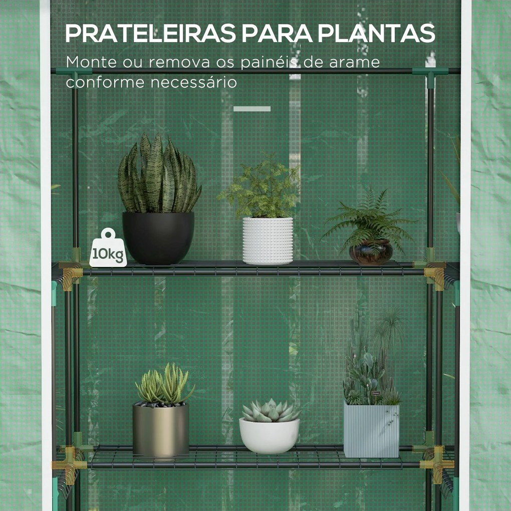 Estufa de Jardim Estufa com 1 Porta 2 Janelas e Prateleiras de 2 Nívei