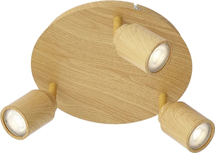 Plafon de teto Japandi madeira clara com spots ajustáveis 3-luzes IP44 - Ducha