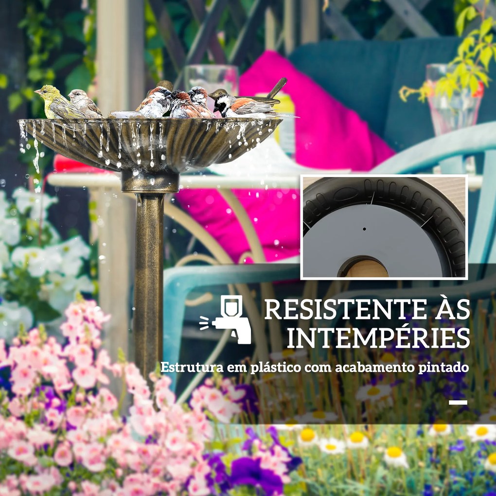 Banho para Pássaros de Jardim Exterior 81 cm com Design em Concha e Acabamento Envelhecido Leve e Resistente Bronze