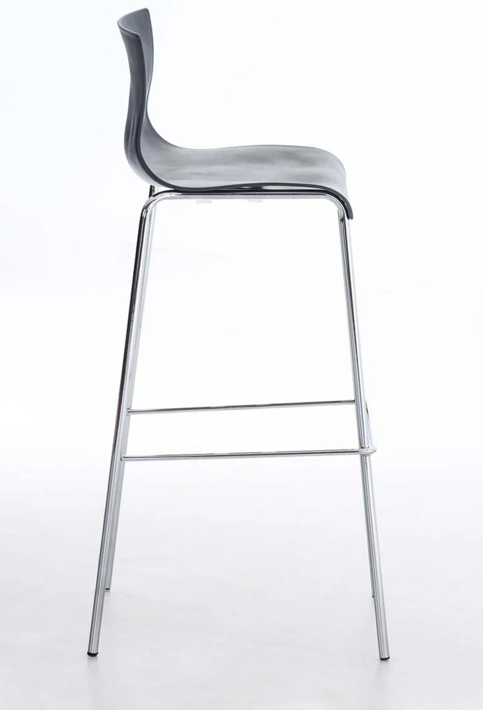 Banco de bar Hoover em plástico e com estrutura cromada 43 x 100 x 48 cm Cinzento