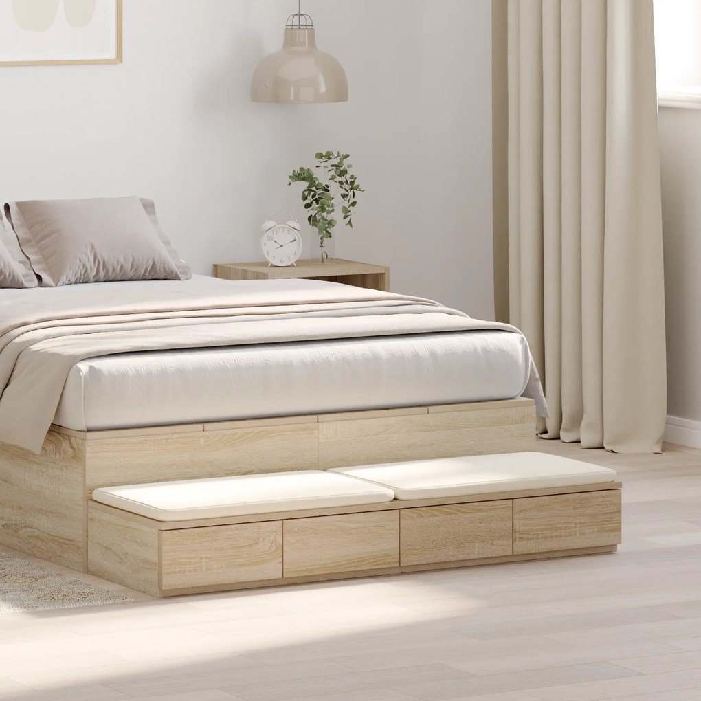 vidaXL Gavetas para Cama Carvalho de Sonoma 120x36,5x16,5 cm Madeira Engenheirada