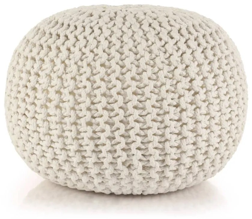 vidaXL Pufe tricotado à mão algodão 50x35 cm branco