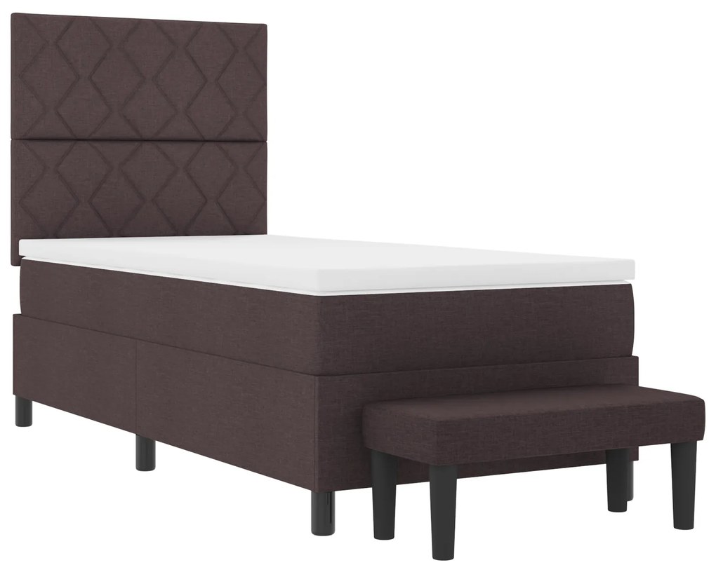 Cama Box com Colchão e Banco Castanho Escuro 90x200 cm