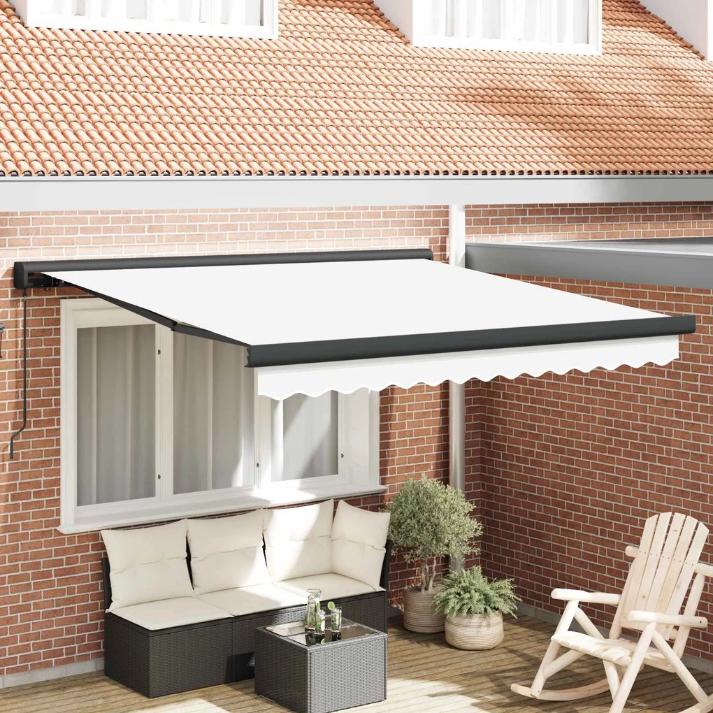 vidaXL Toldo Retrátil Branco 350 x 250 cm Tecido e Metal