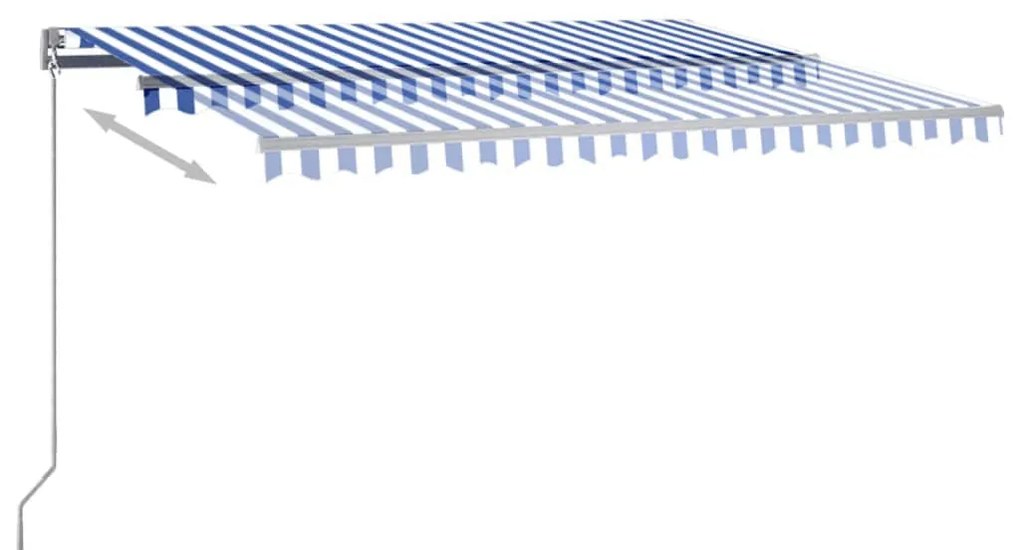 Toldo automático independente 400x350 cm azul e branco