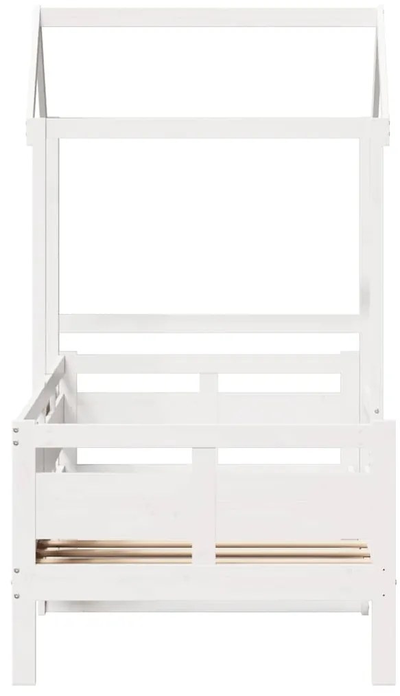 Sofá-cama c/ telhado 90x190 cm madeira de pinho maciça branco
