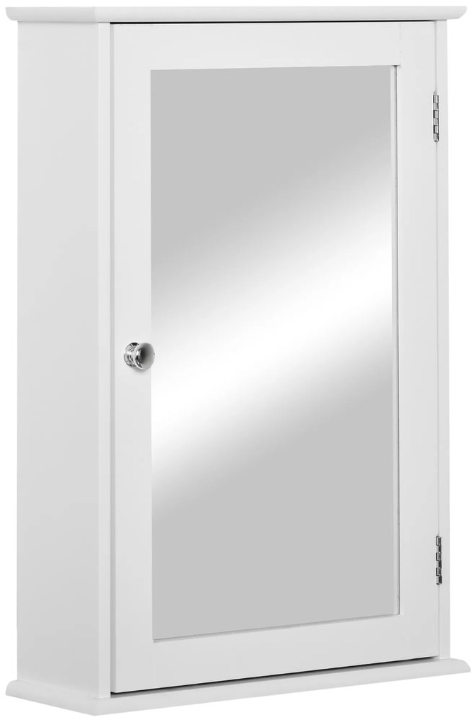 kleankin Armário de Casa de Banho com Espelho Armário com Espelho para Casa de Banho com Prateleira Estilo Moderno 41x14x60 cm Branco | Aosom Portugal