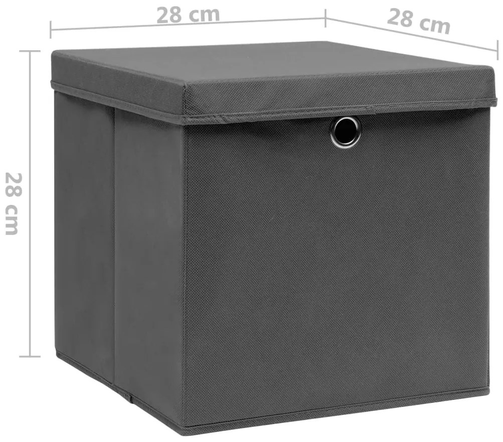 Caixas de arrumação com tampas 4 pcs 28x28x28 cm cinza