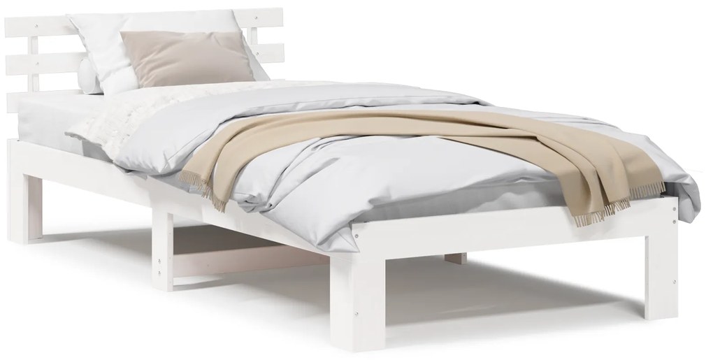 Estrutura de Cama de Madeira Branca Madeira Solteiro Durável