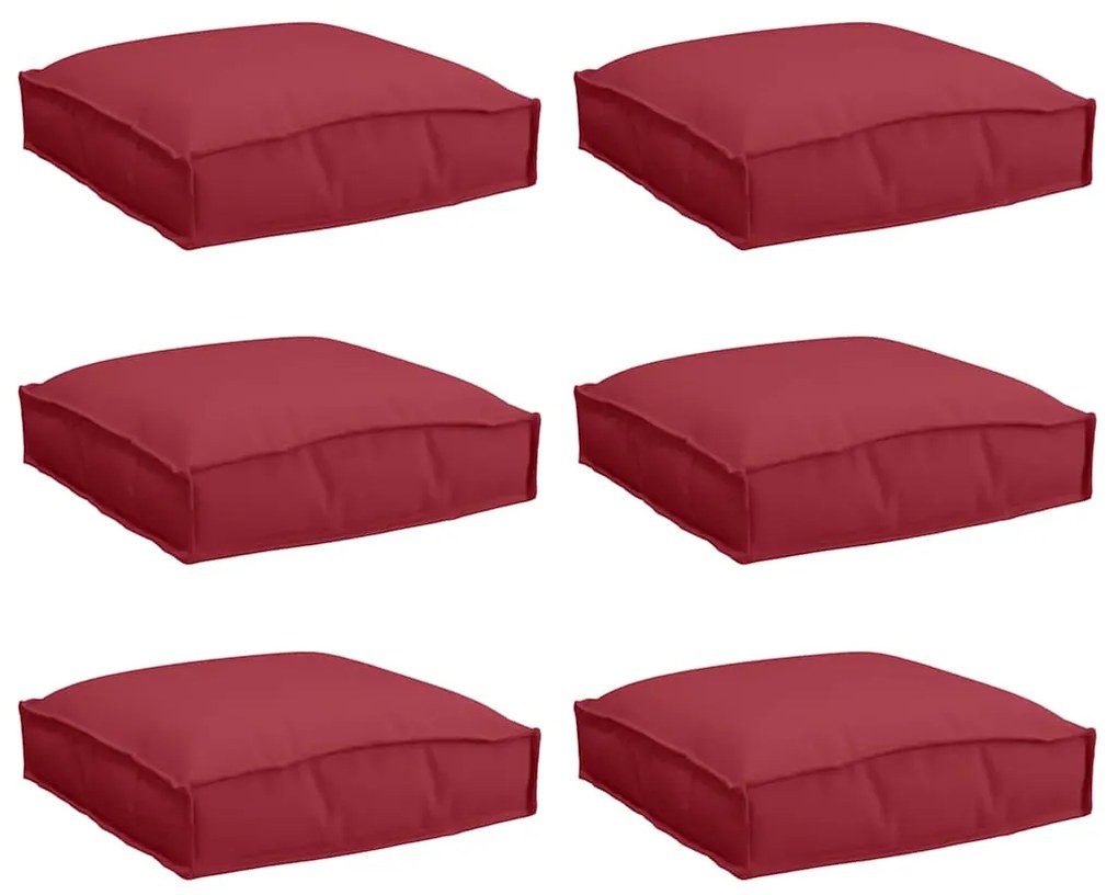 Almofadas para Paletes - 6 Peças Vermelhas Vinho de 40x40x8 cm em Teci
