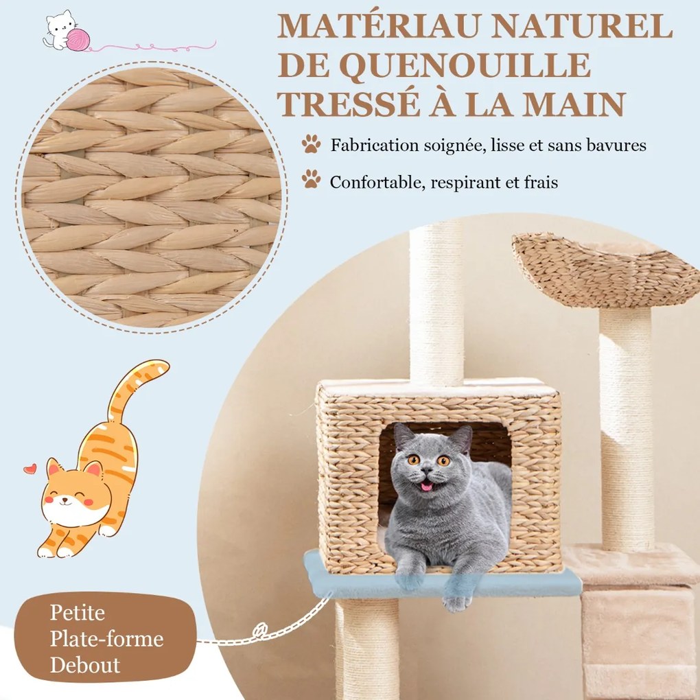 Árvore para gatos fofa de vários níveis de 128 cm para gatos internos