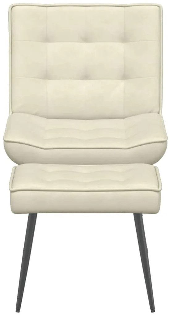 Cadeira de relaxamento com banco em veludo creme