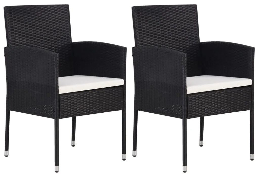 43933 vidaXL Cadeiras de jardim em vime PE 2 pcs preto