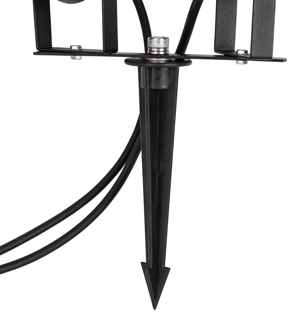 Foco de Jardim Preto com Fio e Ficha 2 Luzes IP65 - Basic