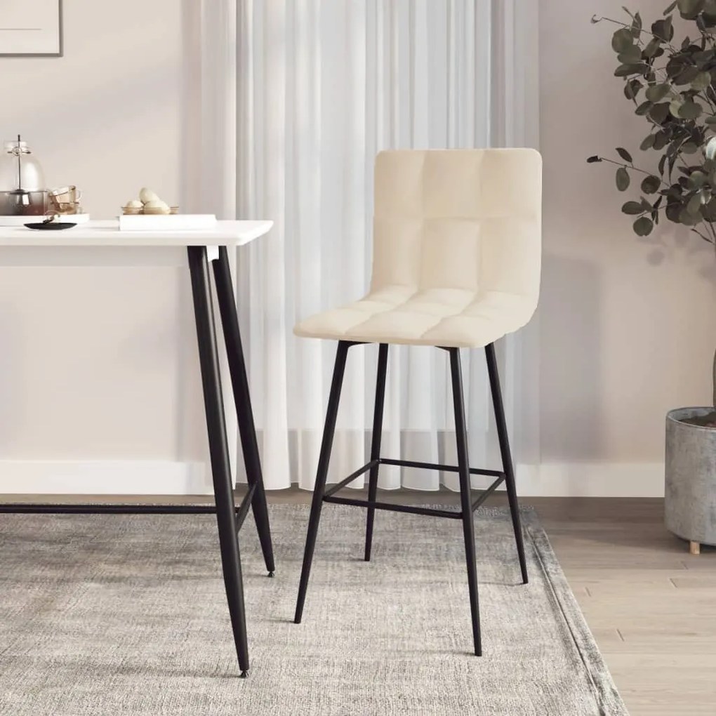 vidaXL Banco de bar veludo cor creme
