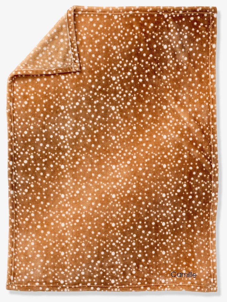 Manta estampada em tecido polar castanho estampado