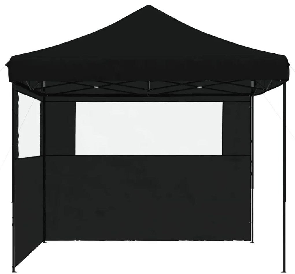 Tenda p/ festas pop-up dobrável com 2 paredes laterais preto