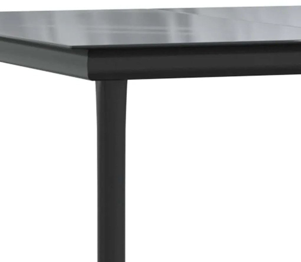 Conjunto de jantar jardim 9 peças almofadas vidro vime PE preto
