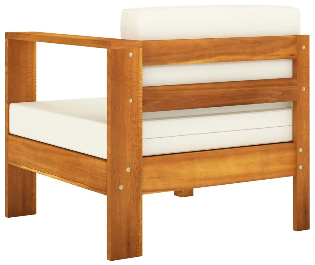 8 pcs conj. lounge de jardim c/ almofadões branco nata acácia