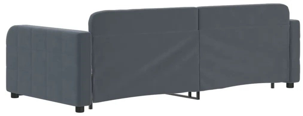 Sofá-cama com gavetão 90x200 cm veludo cinzento-escuro