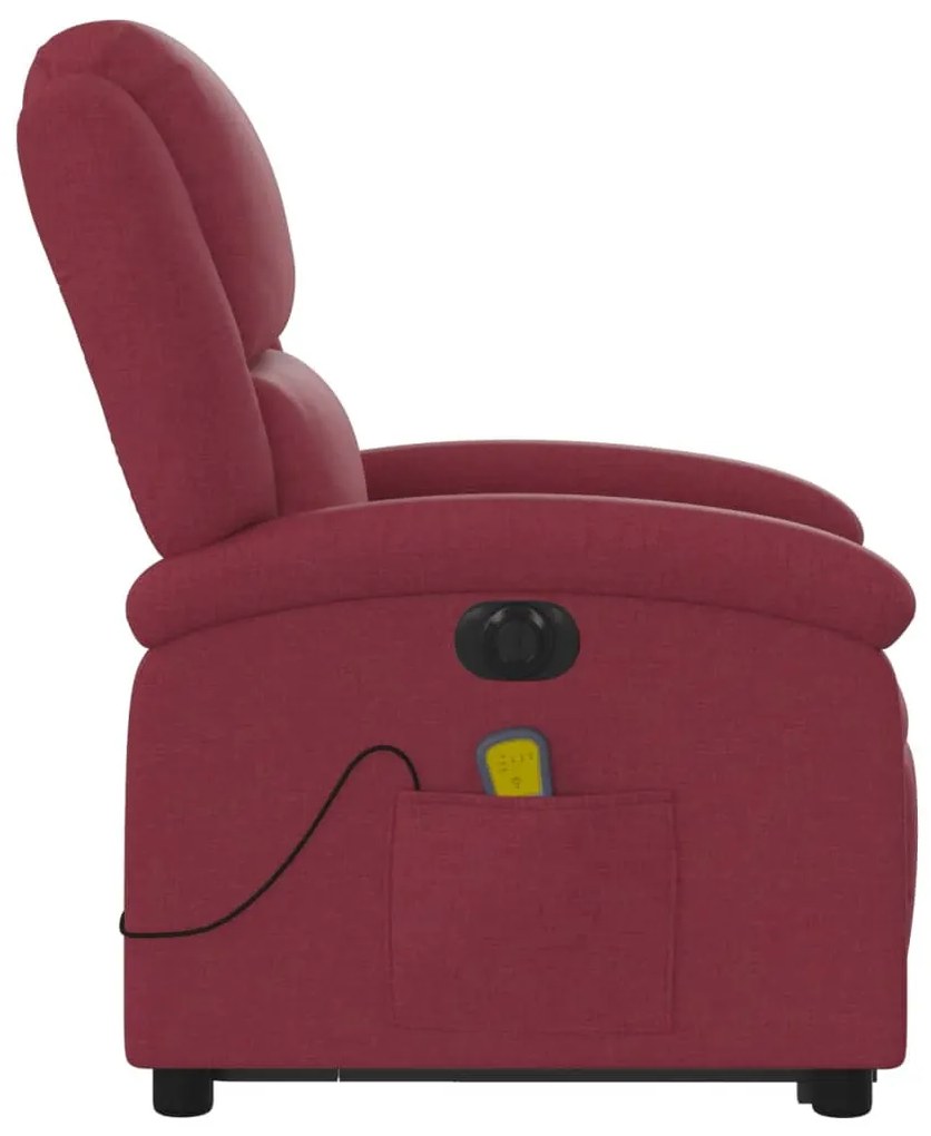 Poltrona elevatória de massagens elétrica tecido vermelho tinto