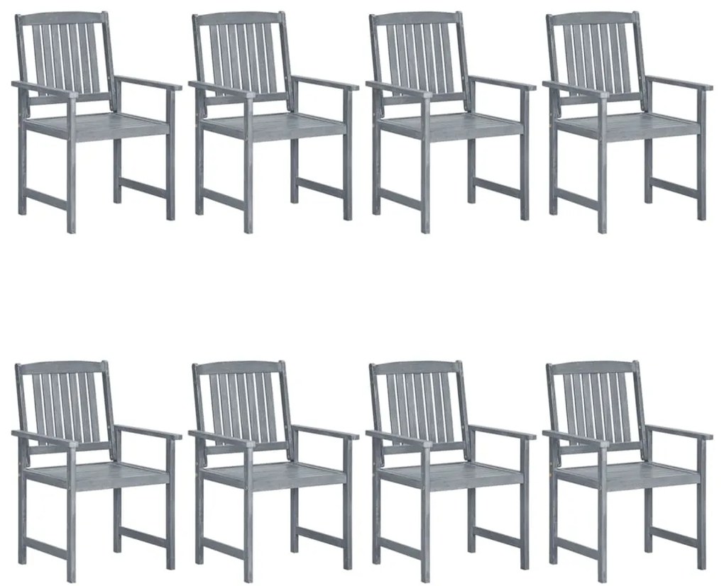 Cadeiras de jardim 8 pcs madeira de acácia maciça cinzento