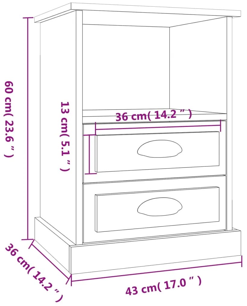Mesas de cabeceira 2 pcs 43x36x60 cm cinzento cimento