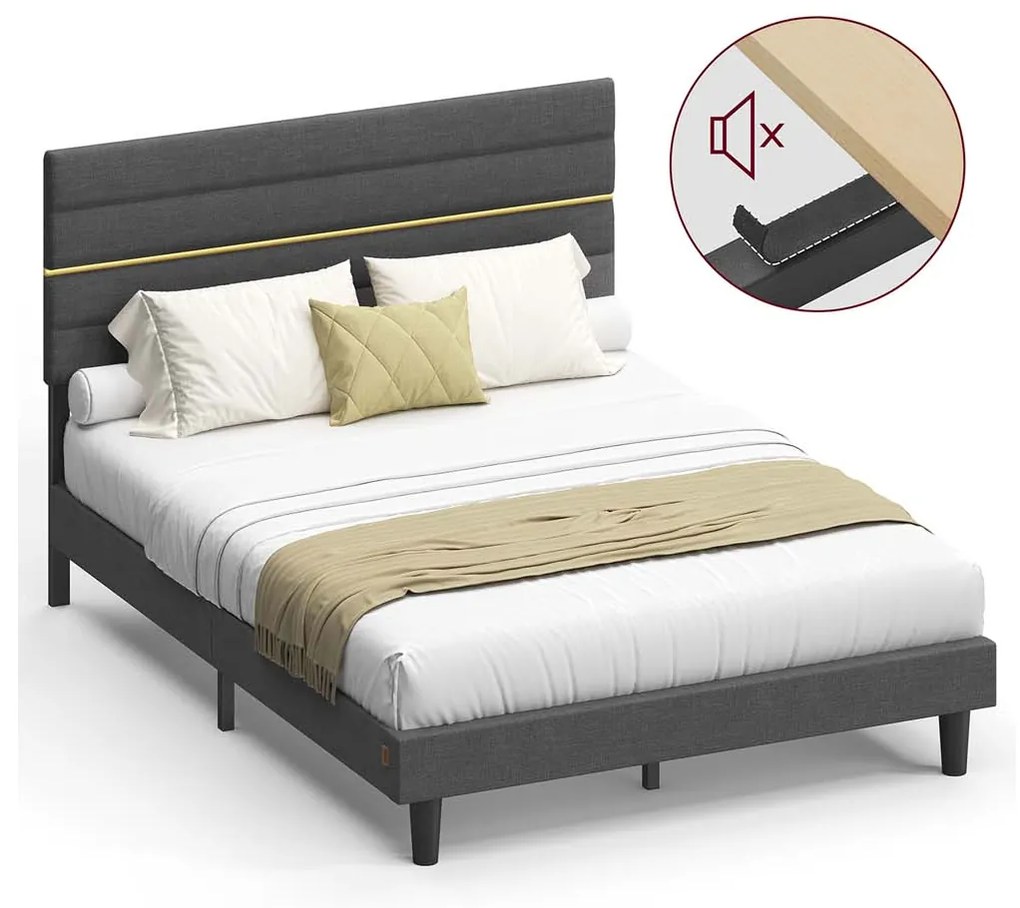 Estrutura de cama de casal para colchão (NÃO INCLUÍDO) de 140 x 200 cm Cinzento