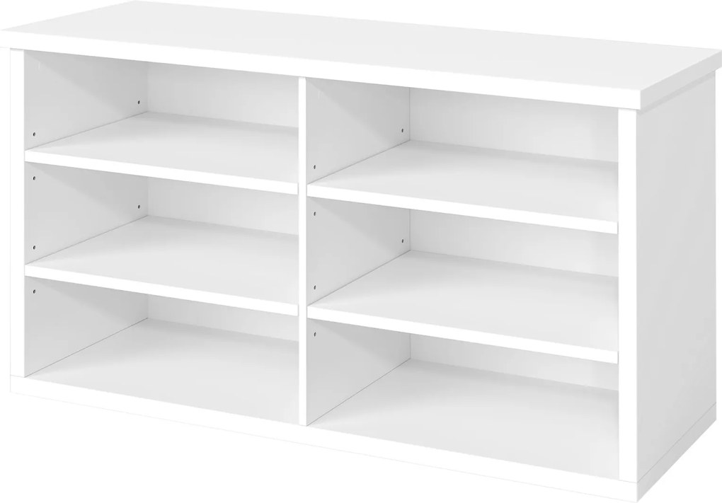 Banco arrumação para sapatos com banco 29,5 x 100 x 50 cm, compartimentos ajustáveis, 6 prateleiras Branco