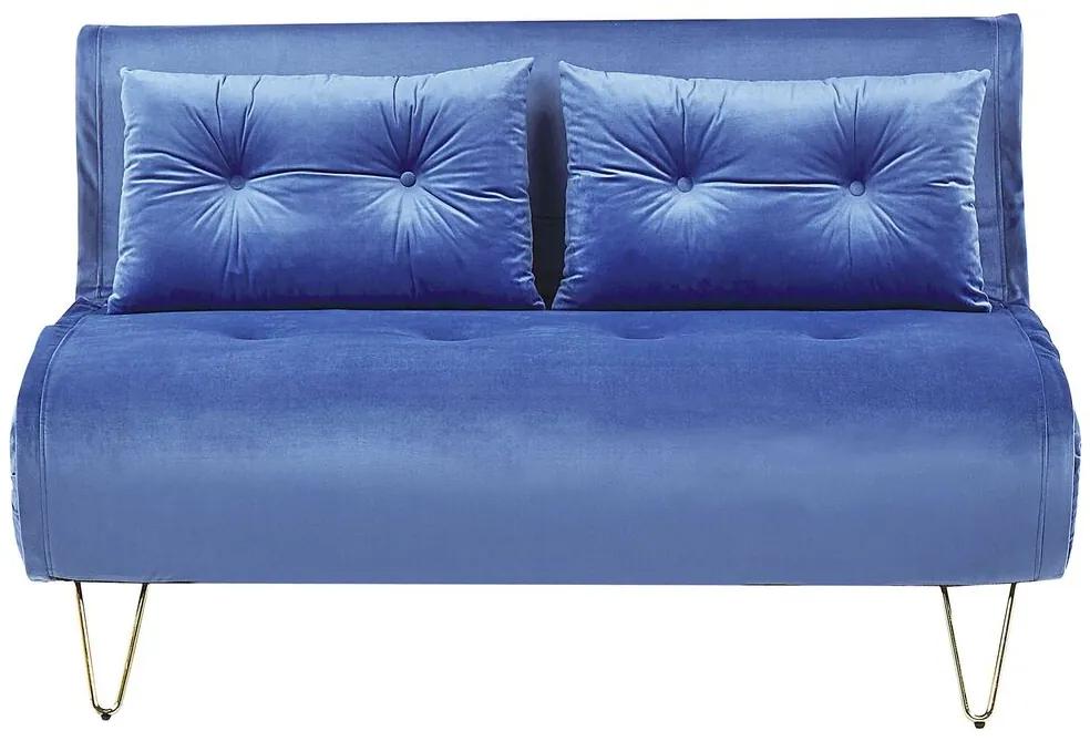 Sofá-cama de 2 lugares em veludo azul marinho VESTFOLD Beliani
