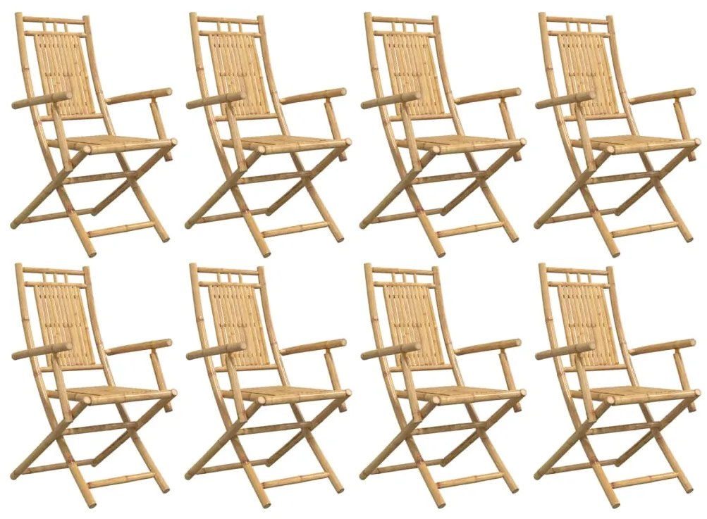 Cadeiras de jardim dobráveis 8 pcs 53x66x99 cm bambu