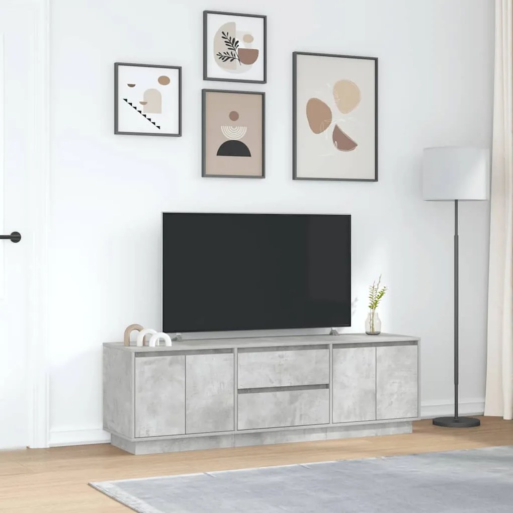 Móvel de TV com luzes LED 160,5x41x50 cm cinzento cimento