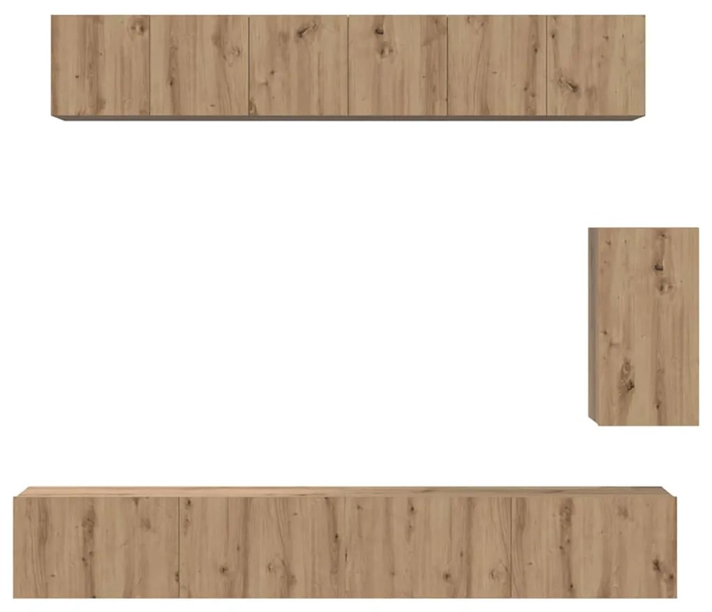 Conjunto de móvel de TV 6 pcs carvalho artisiano Médio