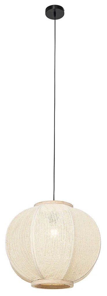 Candeeiro suspenso inteligente tecido natural 48 cm Incl. Wifi G95 - Rob