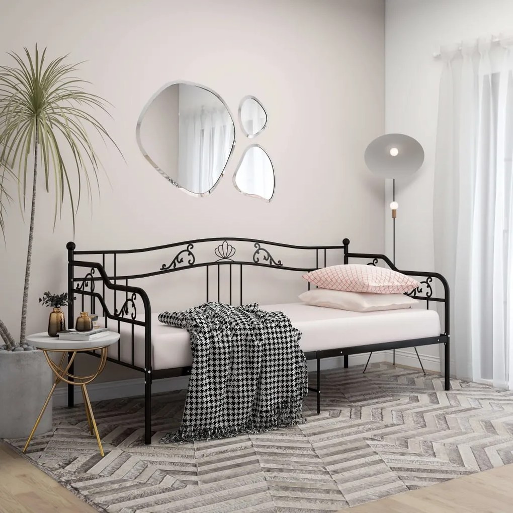 vidaXL Sofá-cama 90x200 cm metal preto