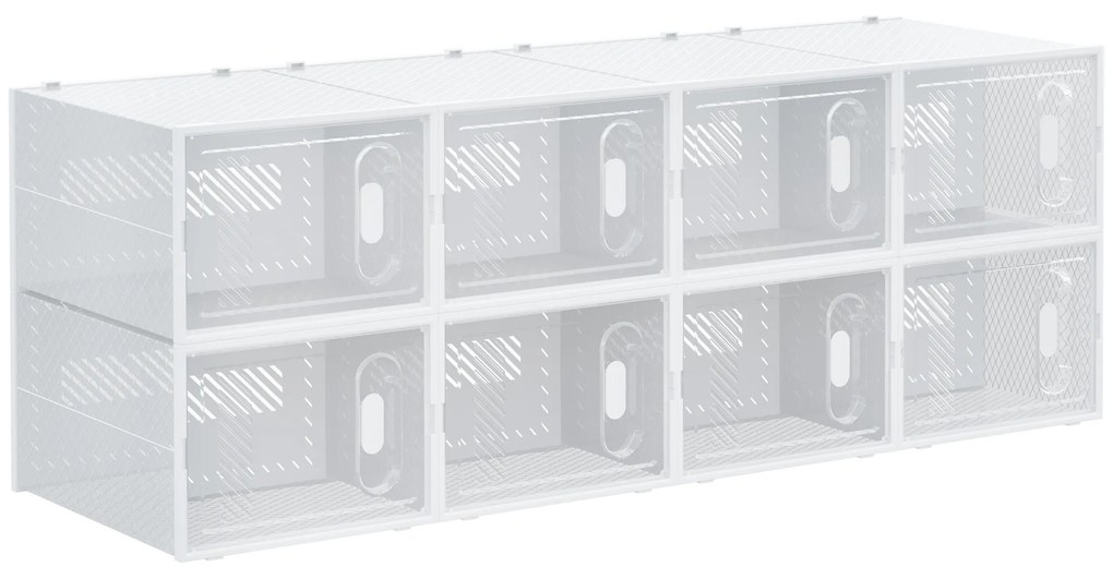 HOMCOM Armário Modular de Plástico Sapateira Modular com 8 Cubos Portas Magnéticas Organizador de Sapatos para Entrada Corredor Dormitório 28x36x21cm Transparente
