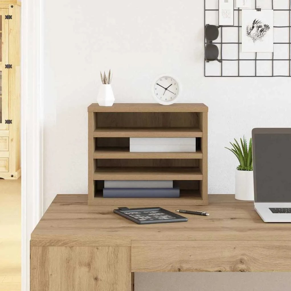 vidaXL Organizador de Mesa carvalho artisiano 36 x 26 x 29.5 cm