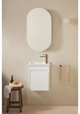 Conjunto De Móvel De Casa De Banho Suspenso Em Madeira Com Lavatório Integrado Narek Branco & Ovalado Com Armazenamento Preto 50x90 Cm Oricsa - Sklum