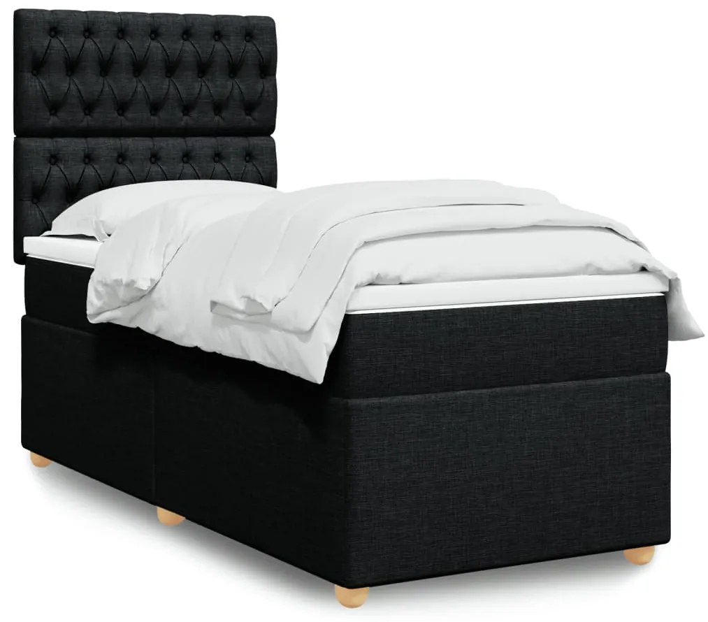 vidaXL Cama com molas/colchão 90x190 cm tecido preto