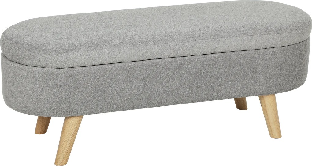 Banco para Pé de Cama Banco de Armazenamento com Pés de Madeira e Assento Acolchoado 110x40x43 cm Cinzento