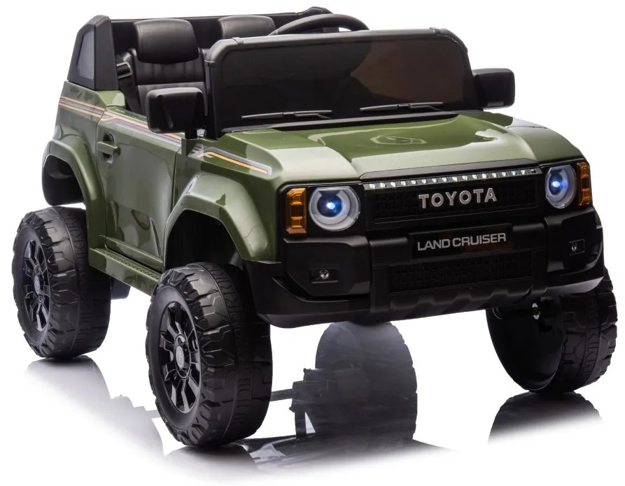 Carro elétrico para Crianças Toyota Land Cruiser PRADO 12V 4x4 Rodas Espuma EVA, assento couro ecológico Verde