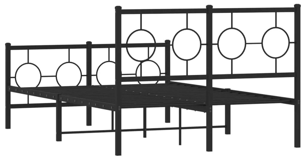 Estrutura de cama com cabeceira e pés 120x190 cm metal preto