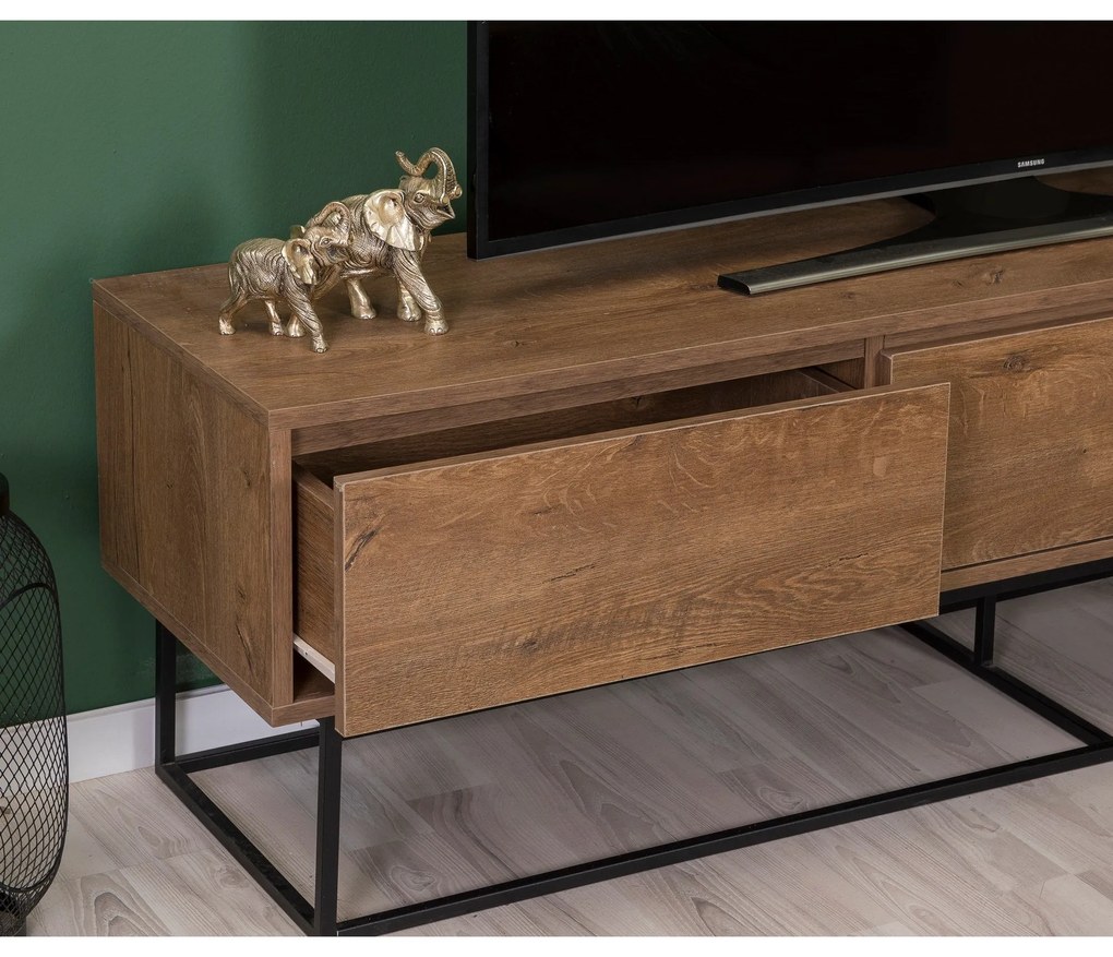 Conjunto de Móveis de Sala Laxus – Nogueira/Preto – 90 cm x 39 cm x 40
