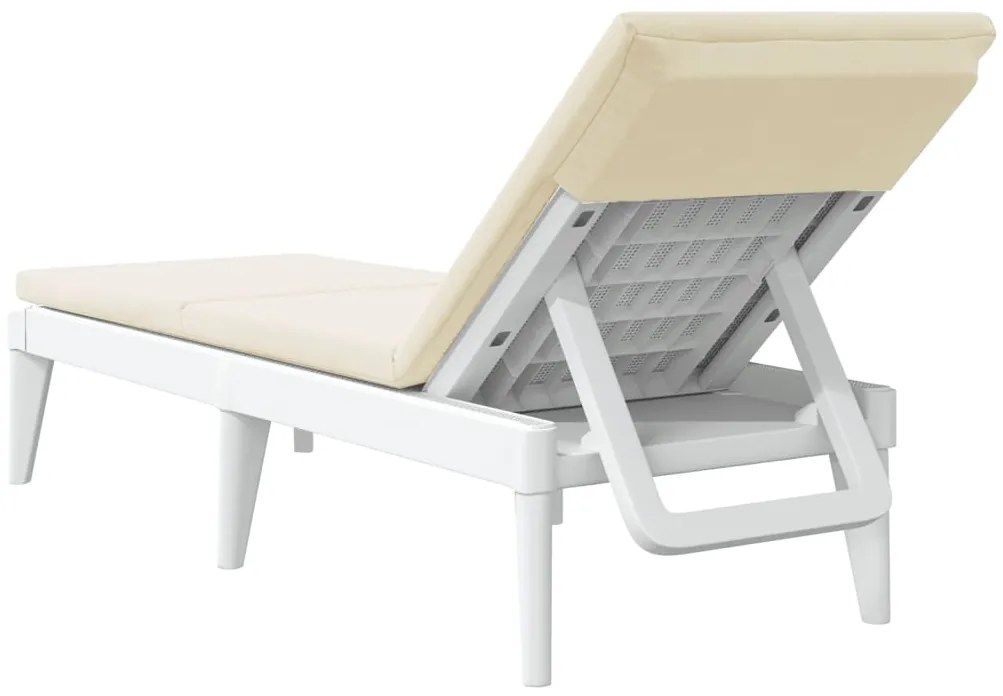 Espreguiçadeira com almofadão 186x60x29 cm PP branco