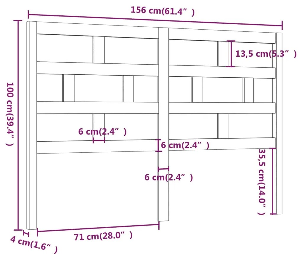 Cabeceira de cama 156x4x100 cm pinho maciço branco