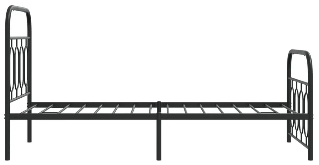 Estrutura de cama com cabeceira e pés 90x200 cm metal preto