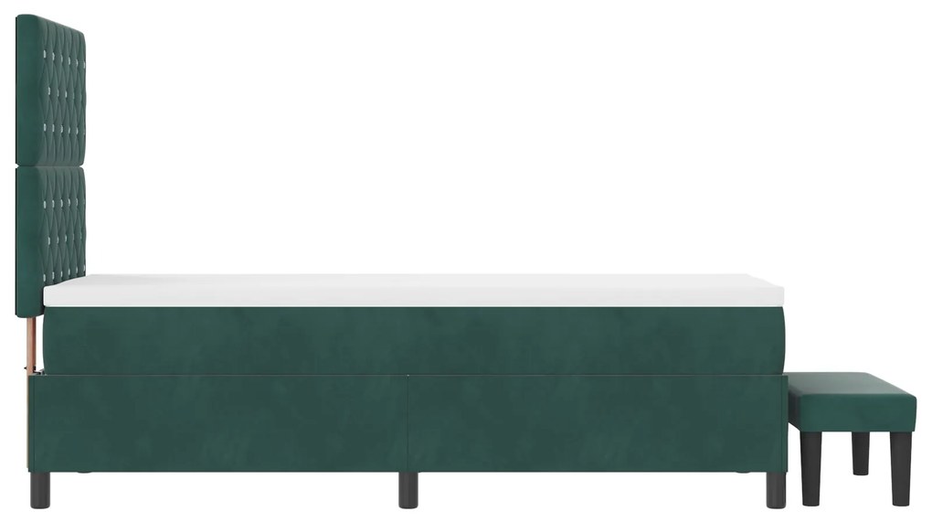 Cama Box Spring com Colchão & Banco Verde Escuro 80x200 cm Veludo