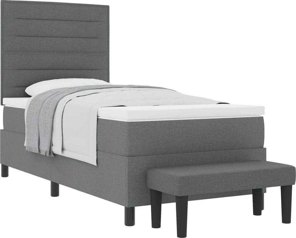 vidaXL Cama Box com colchão Cinza Escuro 90 x 190 cm tecido