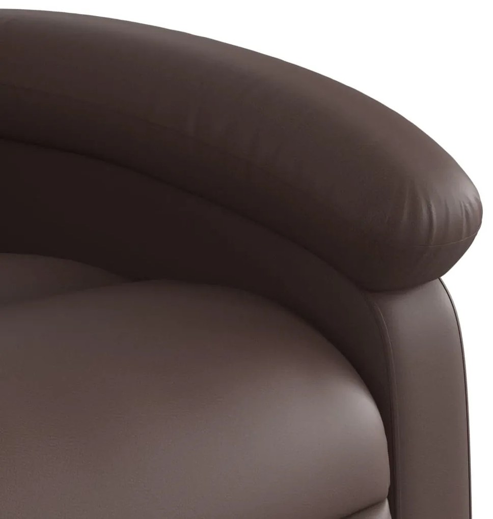 Poltrona reclinável elétrica couro artificial castanho